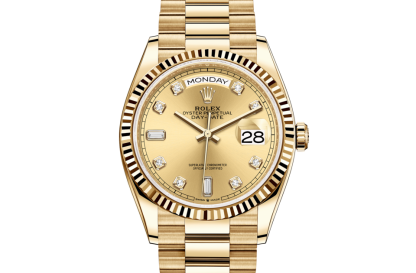 replica Rolex Day-Date 36 Oyster 36 mm geelgoud Champagnekleurige wijzerplaat M128238-0008