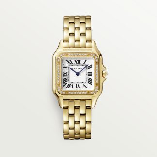 replica cartier Panthère de Cartier horloge Medium model quartz uurwerk geelgoud diamant CRWJPN0016